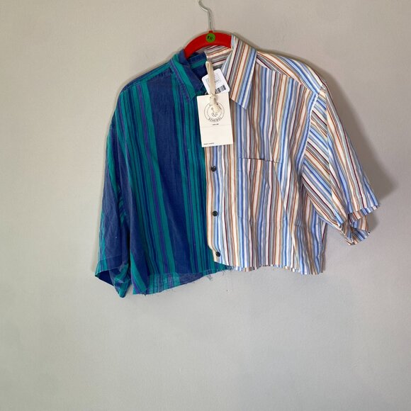 Urban Renewal Blue and Multicolor Button Down Shirt - Picture 4 of 7